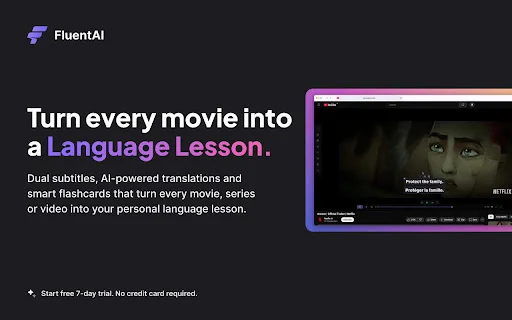 I-download ang FluentAI: Matuto ng Wika Gamit ang Netflix at YouTube - Screenshot 1